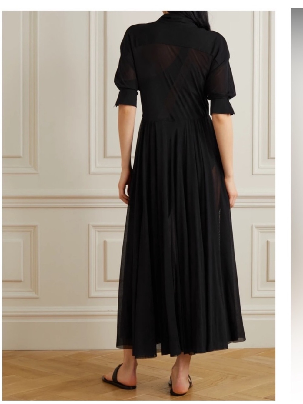 NORMA KAMALI • Sheer Black Bow Midi Dress - Absolutely Stunning - Picture 2 of 13